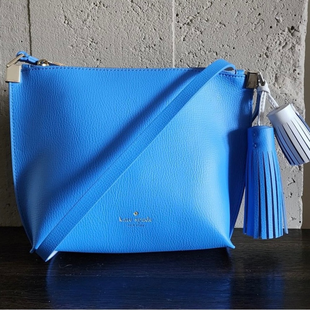 Authenticated Kate Spade Foster Court Pebble Blue Crossbody Bag